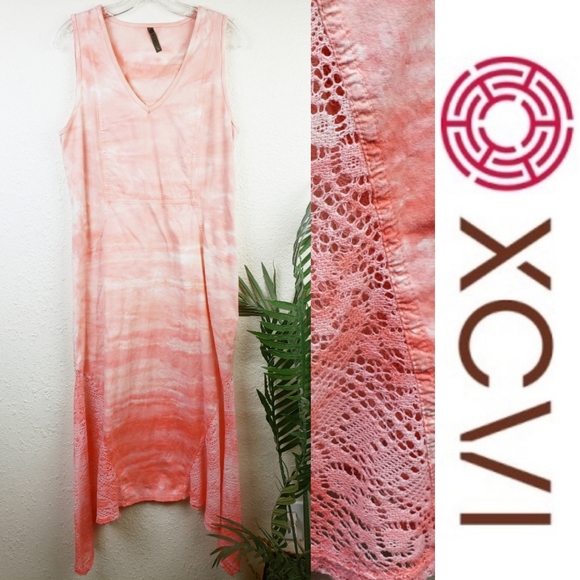 XCVI Dresses & Skirts - XCVI Lagenlook Tie Dye Peach Cotton Maxi Dress XL